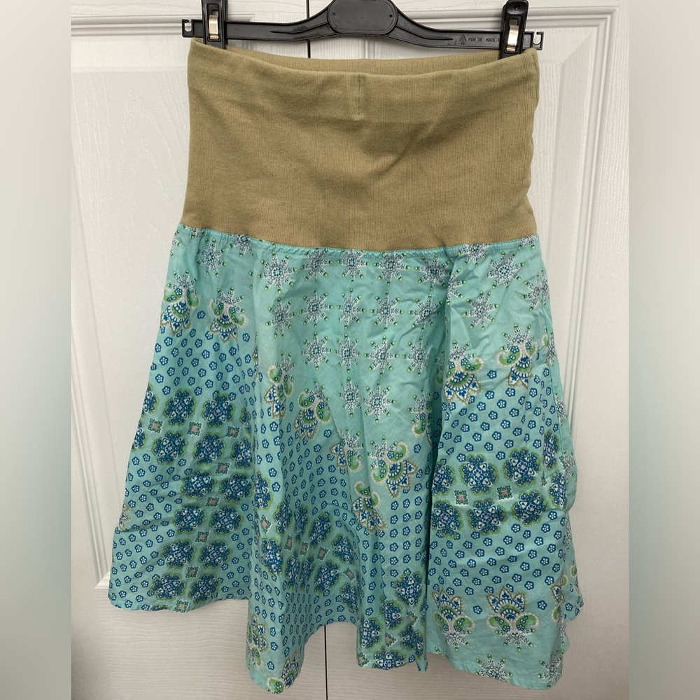 Boho A-line skirt with flower print eco organic fabrics